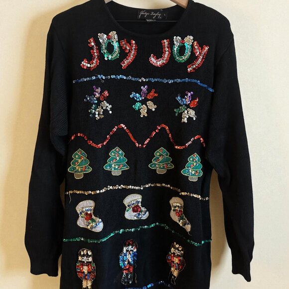 Vintage 80's Sequin Christmas Sweater (Size L) - Picture 2 of 4